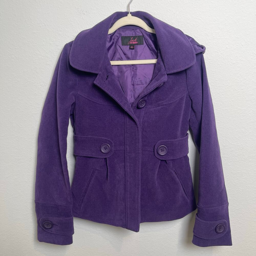 Jack BB Dakota Purple Hooded Peacoat Jacket Women’s Medium Style NRJB32178